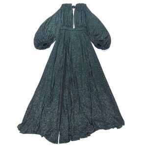 NWT Michael Costello Revolve Yulia Maxi Gown Open Back Green Metallic Sparkles